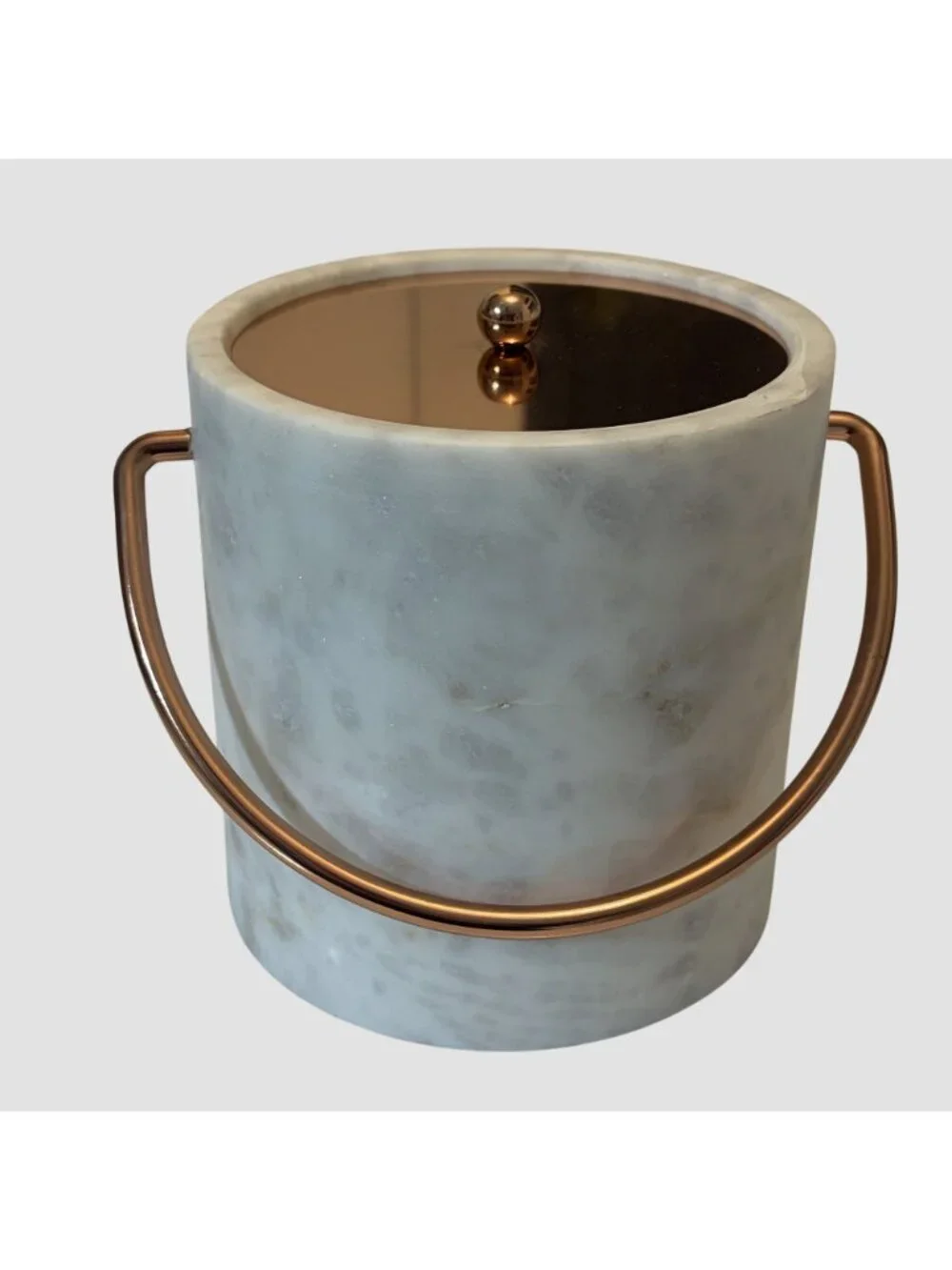 Williams Sonoma Marble Copper Ice Bucket Wine Chillers Lid Handle Solid Barware